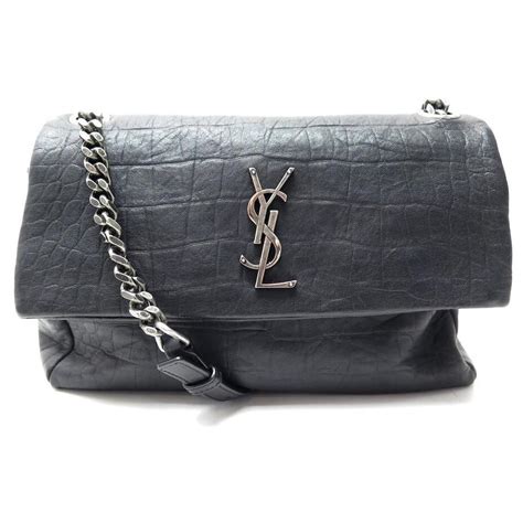 ysl 620663|SAINT LAURENT Shoulder Bag Gray West Hollywood Croc .